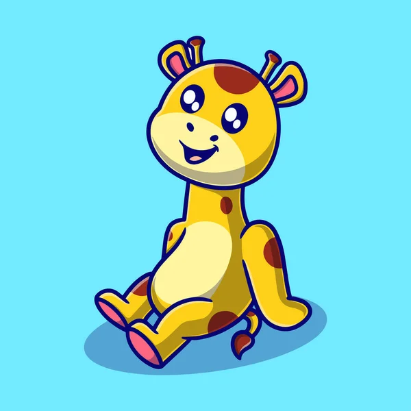 Free Vector Cute Enjoys Giraffe Cartoon Icon Illustration Animal Icon — Stock Vector