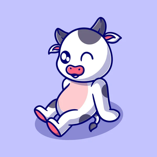 Free Vector Cute Enjoy Cow Cartoon Icon Illustration Animal Icon — Stock Vector