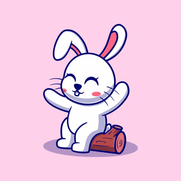 Niedliche Camping Bunny Cartoon Vector Icon Illustration Animal Icon Concept — Stockvektor