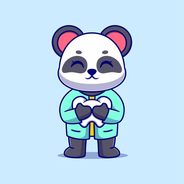Carino Dentista Panda Cartoon Vector Icon Illustrazione Icona Animale Concetto — Vettoriale Stock