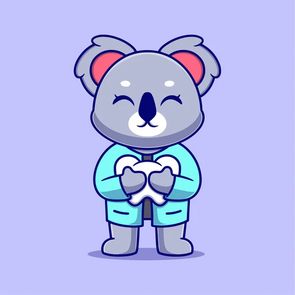 Carino Dentista Koala Cartoon Vector Icon Illustrazione Icona Animale Concetto — Vettoriale Stock