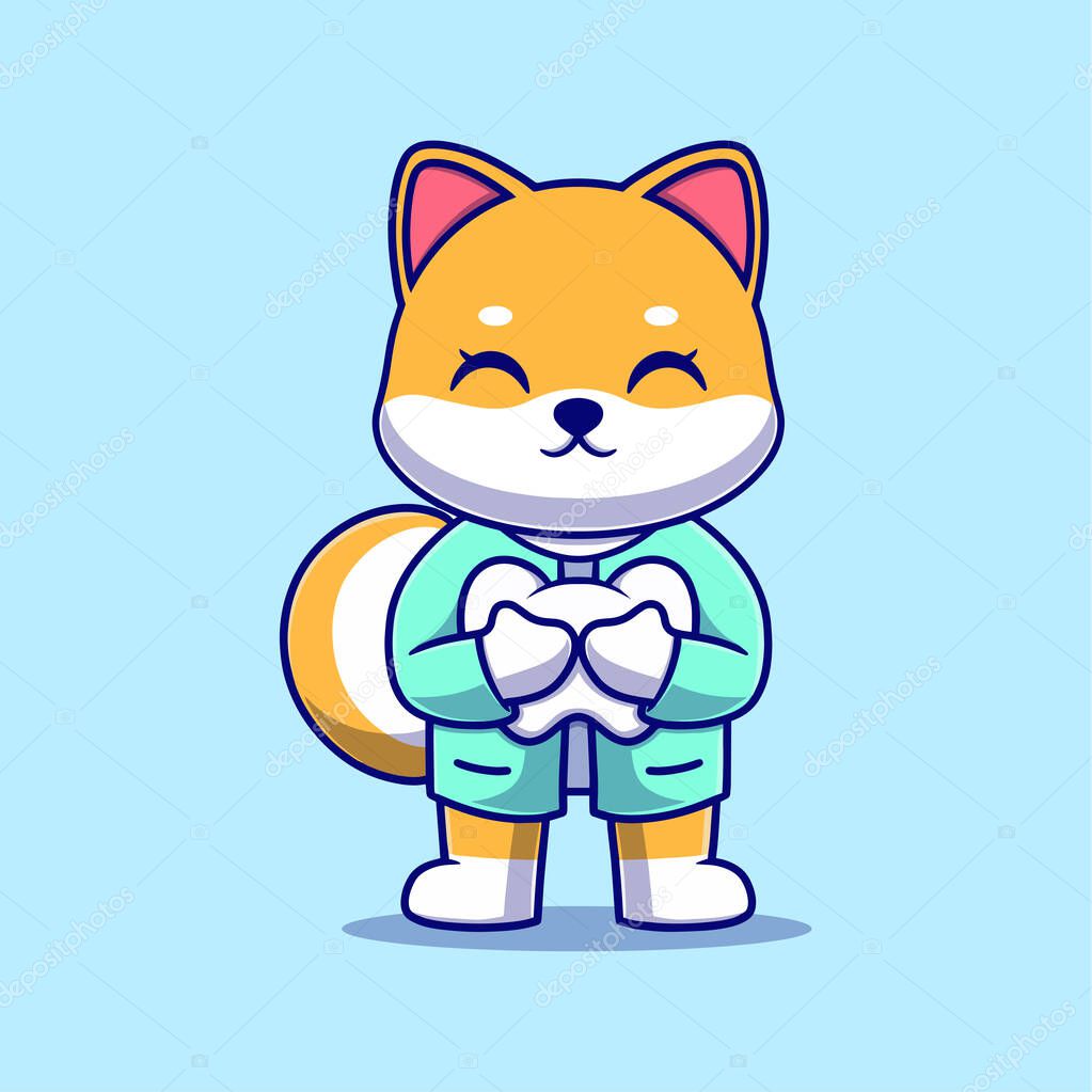 Cute dentist dog Cartoon Vector Icon Illustration. Animal Icon Concept Isolated Premium Vector. Flat Cartoon Style
