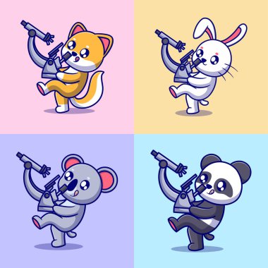 Vektör sevimli bilim adamı hayvan karikatür vektör ikonu çizimi. Hayvan simgesi kavramı izole edildi