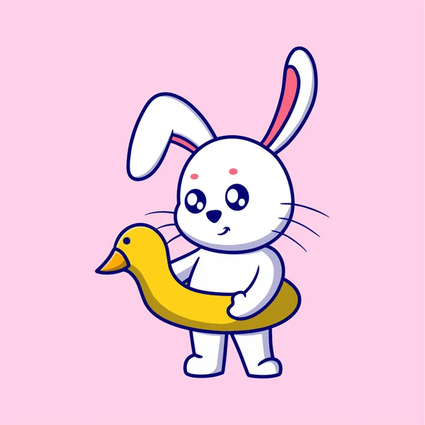Милий Кролик Ілюстрацією Іконок Мультфільму Lifebuoy Концепція Плоского Дизайну Свят — стоковий вектор