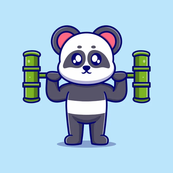 可爱的熊猫健身房卡通矢量图标说明 动物自然理想概念隔离溢价向量 平面卡通风格 — 图库矢量图片