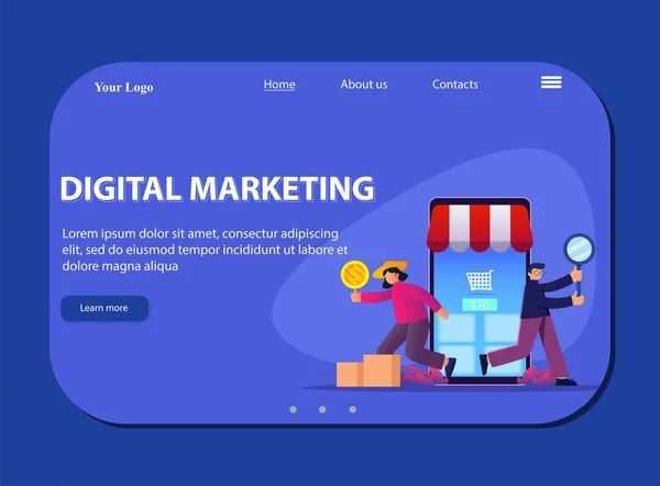 Set Web Page Design Templates Online Shopping Digital Marketing Teamwork — Stock Vector