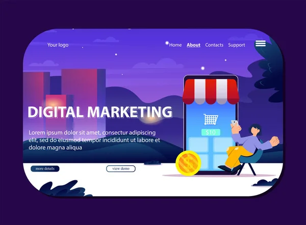Digital Marketing Vector Illustration Concept Suitable Web Landing Page Mobile — Stock Vector