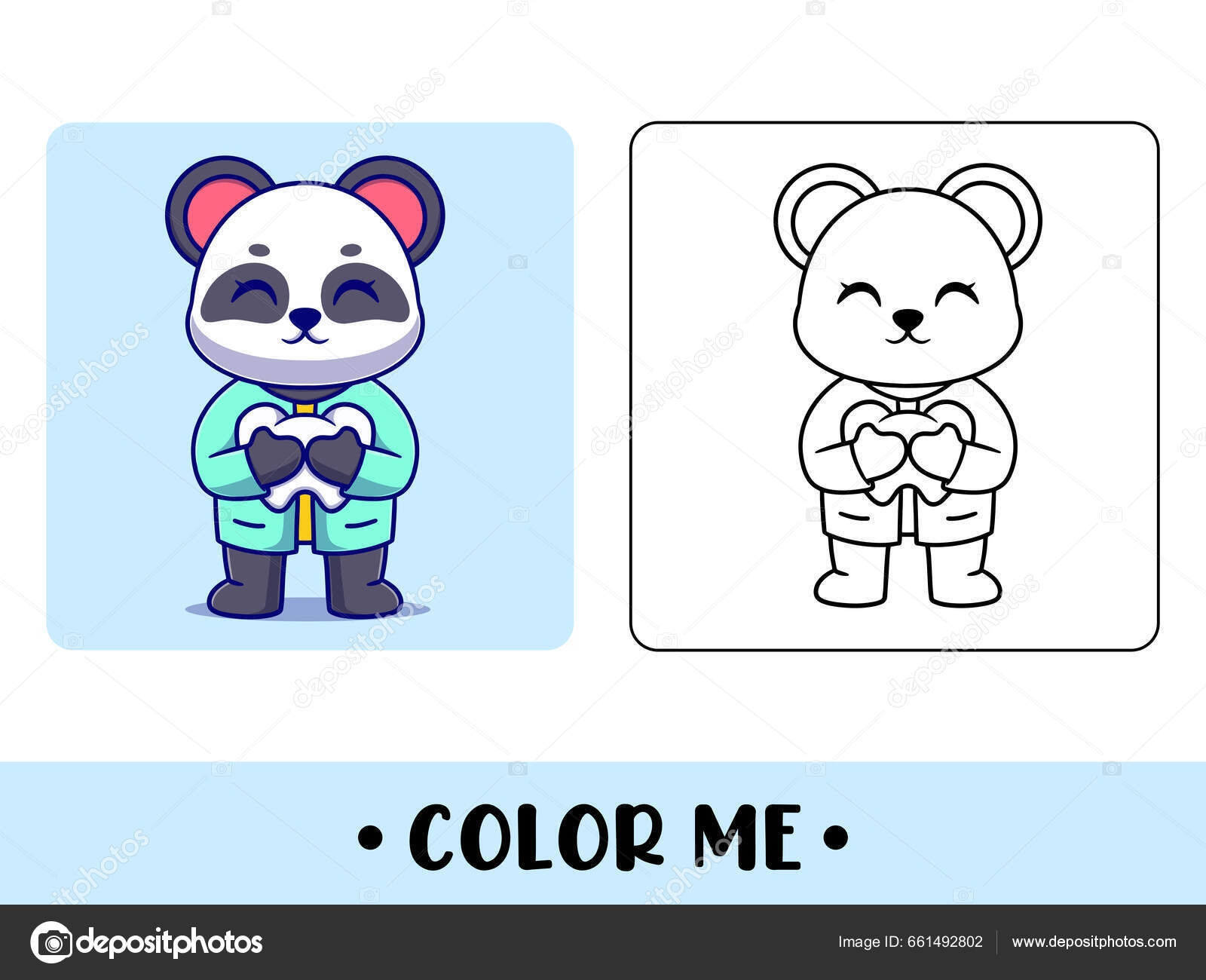 Página para colorir de panda para ilustração de esboço de vetor de crianças