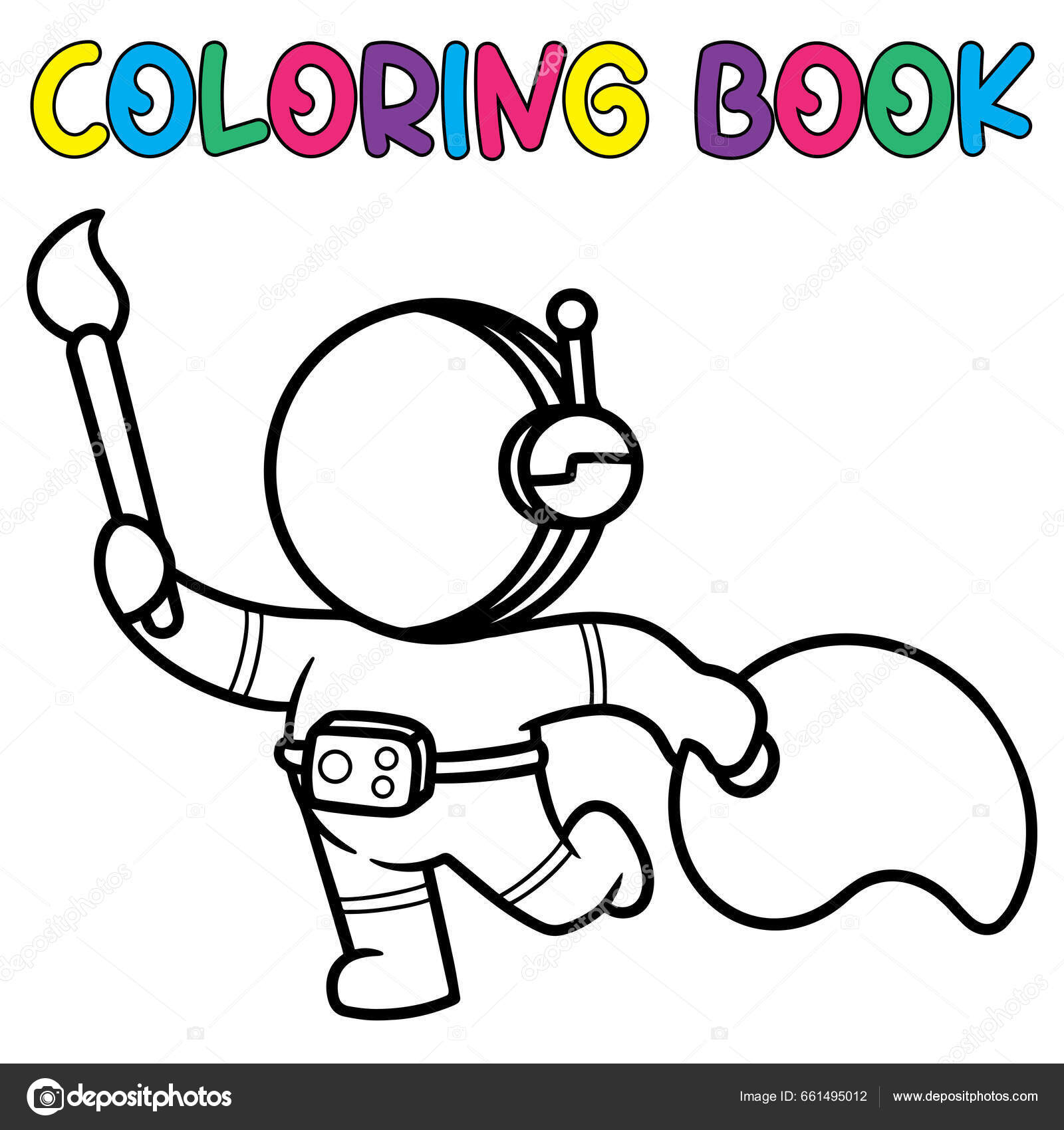 Ilustração de livro de colorir kawaii desenhado à mão