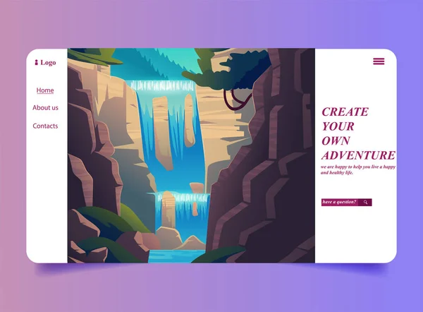 Vector Flat Adventure Landing Page Template Business Travel — Stock Vector
