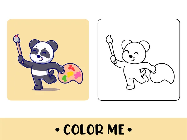 Livro Página Para Colorir Vetores Para Crianças Bonito Panda Preto —  Vetores de Stock