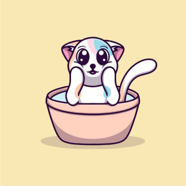 Şirin kedi çizgi film vektör çizimi