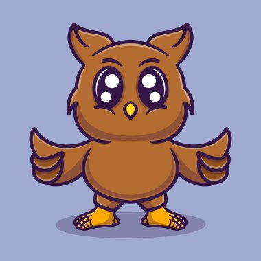 Şirin baykuş çizgi film vektör çizimi