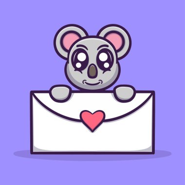 Zarf karikatür vektör resimli şirin koala