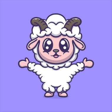 Sevimli mutluluk keçi çizgi film vektör ikonu hayvan aktiviteleri