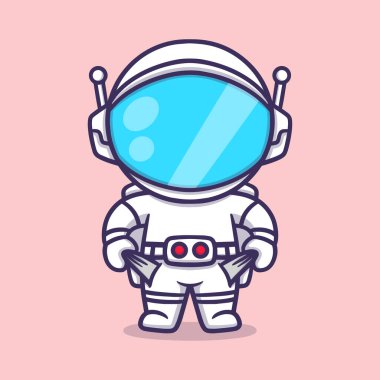 Şirin astronot çizgi film vektör ikonu çizimi