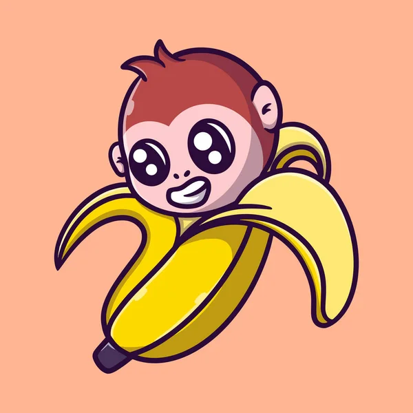 Carino Banana Ape Cartone Animato Icona Vettoriale Illustrazione Imprese — Vettoriale Stock