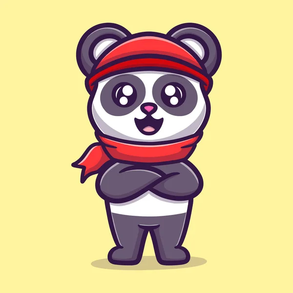 Linda Ilustración Vector Dibujos Animados Panda Para Etiqueta Engomada — Vector de stock