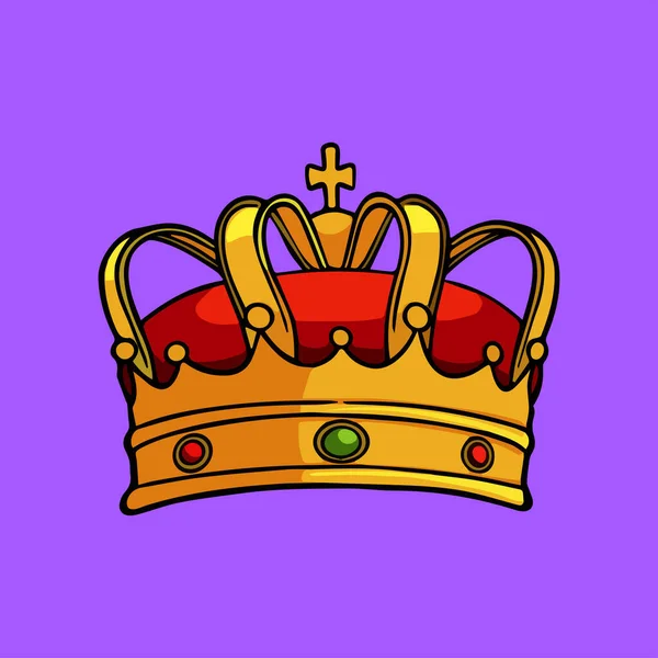 Cute Crown Cartoon Vector Icon Illustration — Stock Vector