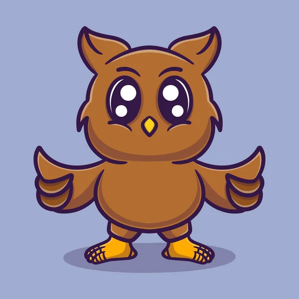 Cute Owl Cartoon Vector Icon Illustration — Stock Vector