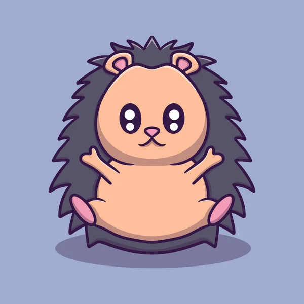 Cute Porcupine Cartoon Vector Icon Illustration — Stock Vector