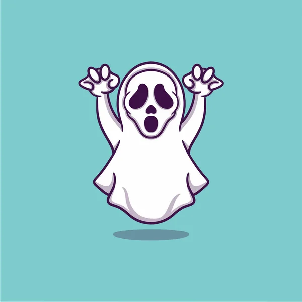 Cute Ghost Vector Icon Illustration — Stock Vector