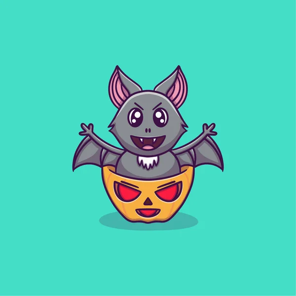 Cute Bat Vector Icon Illustration — Stock Vector