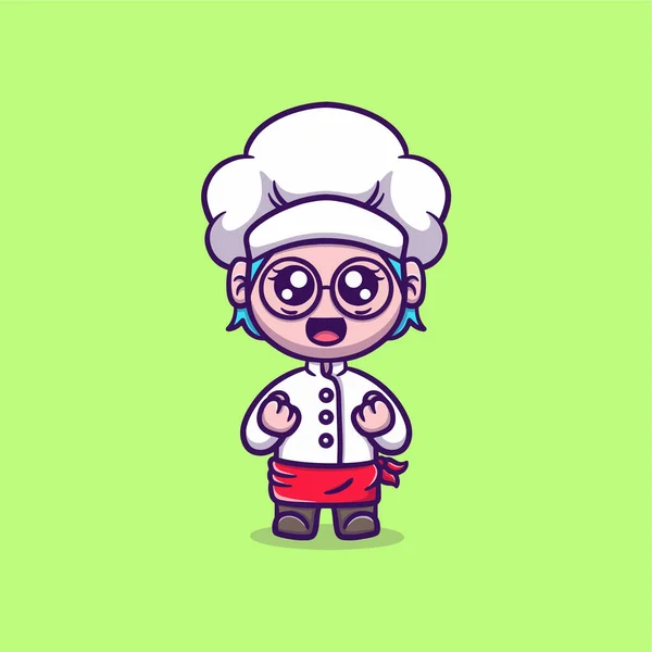 Illustration Icône Vectorielle Chef Mignon — Image vectorielle