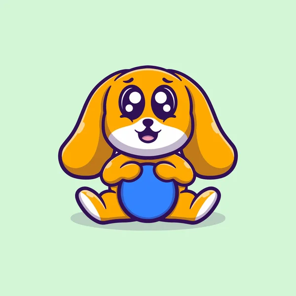 Cute Dog Ball Vector Icon Illustration — Stock Vector