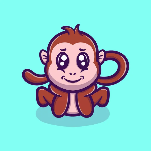 Cute Monkey Vector Icon Illustration — Stock Vector