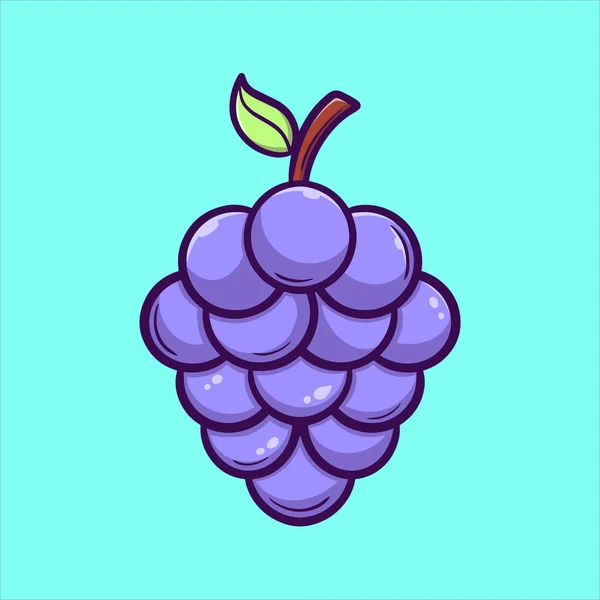 Cute Grape Vector Icon Illustration — Stock Vector