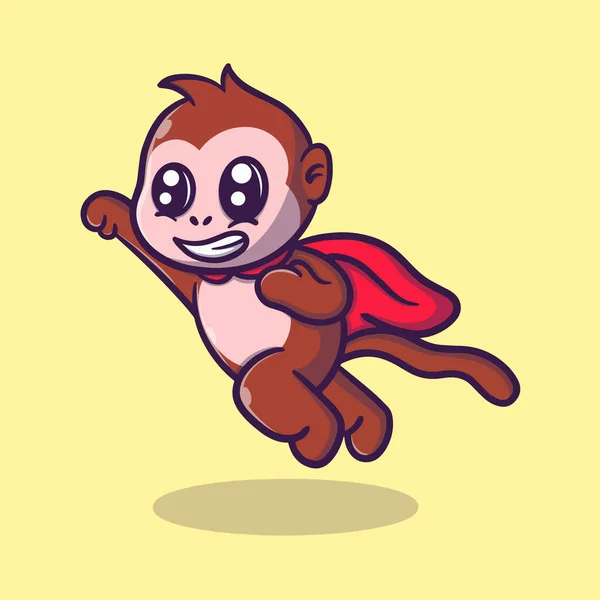 Cute Super Małpy Kreskówki Wektor Ikona Ilustracja — Wektor stockowy