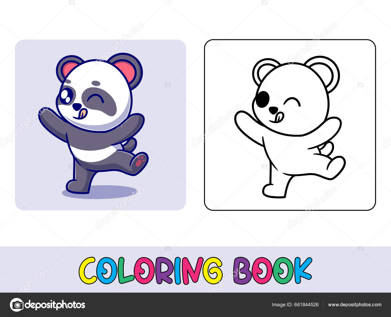 Vetores de Página De Desenhos Animados Urso Panda Para Colorir e