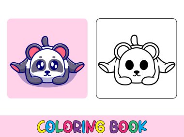  Vektör boyama kitabı hayvan aktivitesi. Eğitim için boyama kitabı sevimli hayvan şirin panda siyah beyaz çizim