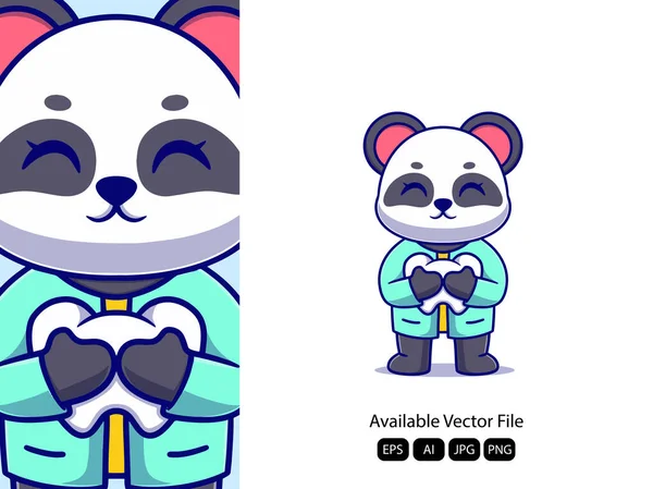 可爱的医生熊猫卡通人物图标 动物自然图标概念隔离溢价向量 — 图库矢量图片
