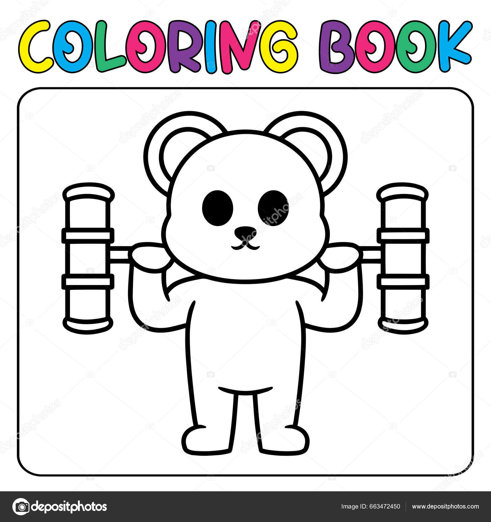 Ilustração de livro de colorir kawaii desenhado à mão