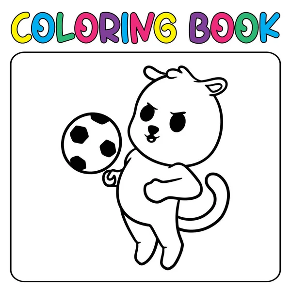 Vector Lindo Tigre Jugando Fútbol Para Colorear Ilustración Del Icono — Vector de stock