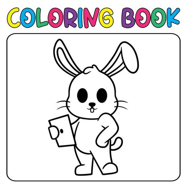 Vector Lindo Conejito Para Colorear Ilustración Vectores Página Para Niños — Vector de stock