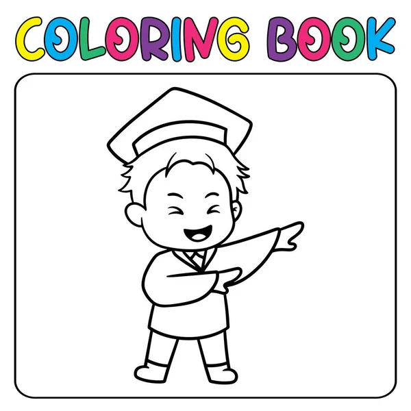 Wektor Cute Absolwentów Dla Dzieci Kolorowanki Wektor Ilustracji — Wektor stockowy
