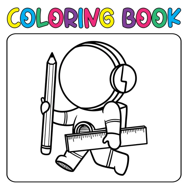 Wektor Cute Astronauta Dla Dzieci Kolorowanki Wektor Ilustracji — Wektor stockowy