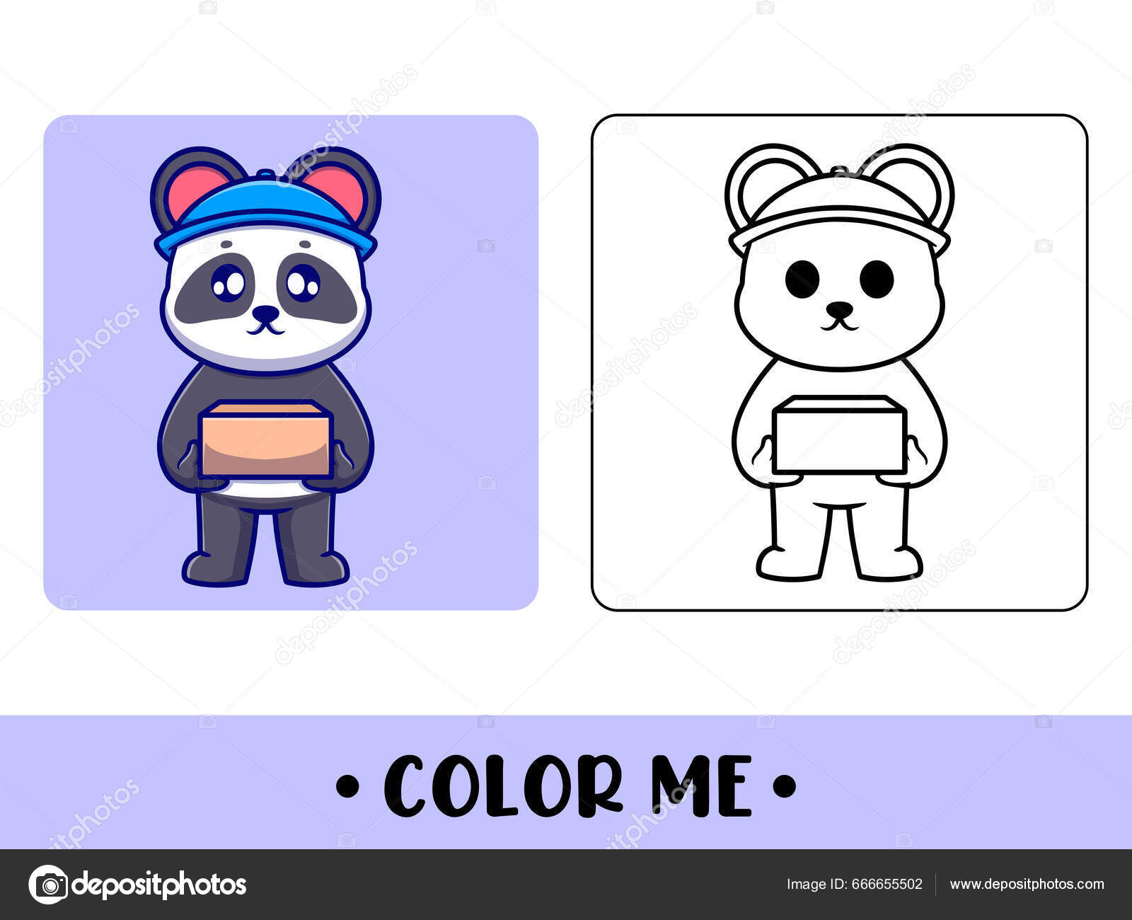 Desenho De Panda Para Colorir Crianças Impressão Bonito Vetor PNG