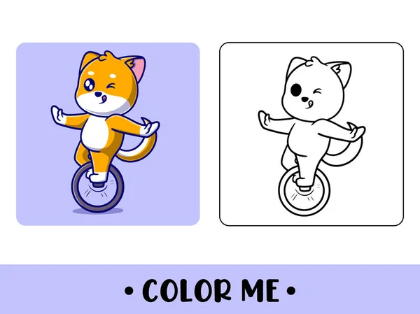 Vektor Cute Fox Untuk Mewarnai Halaman Gambar Ikon Vektor Anak - Stok Vektor
