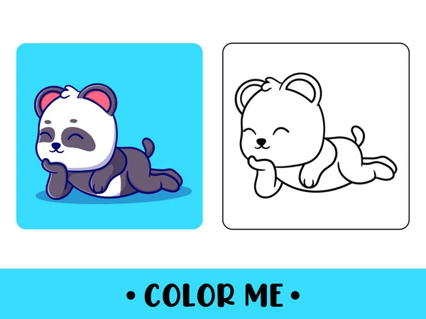 儿童着色页面的矢量可爱熊猫图标说明 — 图库矢量图片