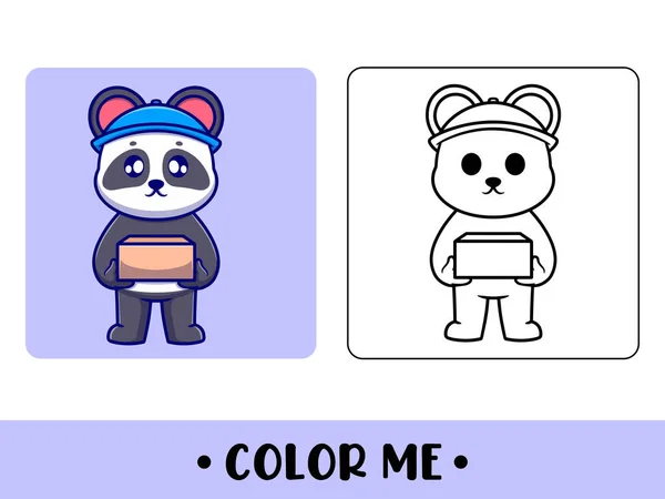 儿童着色页面的矢量可爱熊猫图标说明 — 图库矢量图片