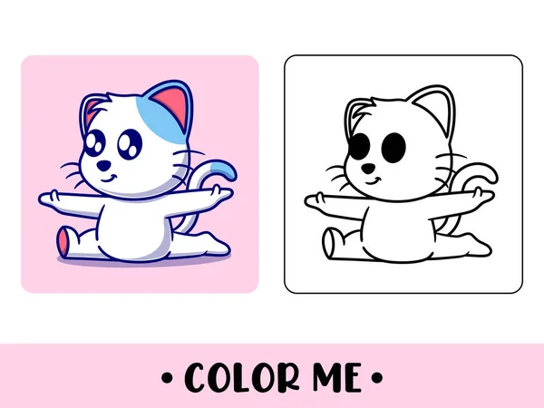 Διάνυσμα Χαριτωμένο Γατάκι Για Χρωματισμό Εικονογράφηση Εικονίδιο Σελίδα Διάνυσμα — Διανυσματικό Αρχείο