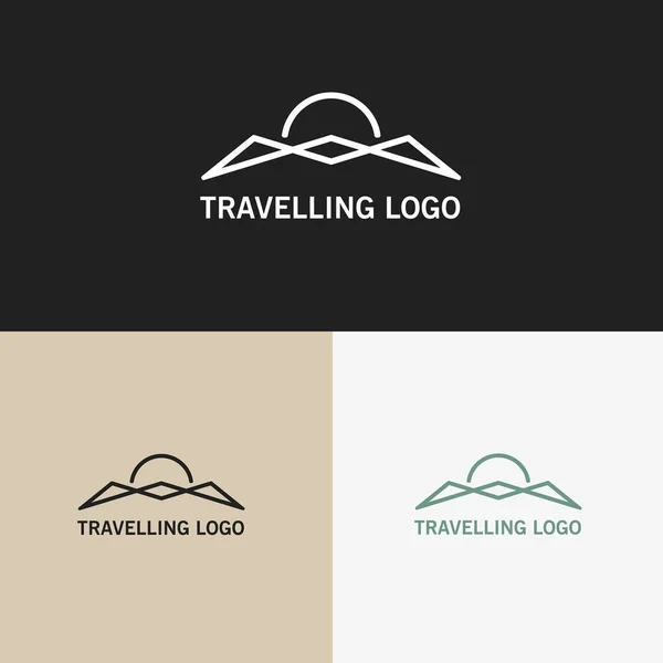Conjunto Montañas Logotipo Vector Ilustración Diseño — Vector de stock