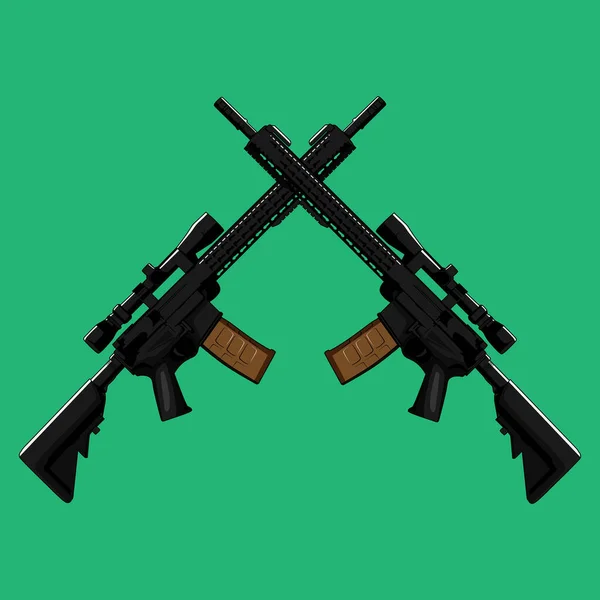 Dwa Pistolety Zielonym Tle — Wektor stockowy