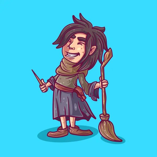 vektör şirin cadı çizgi film vektör ikonu illüstrasyonu insanlar moda ikonu kavramı