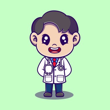 Tatlı doktor Çizgi film Vektör Simgesi İllüstrasyonu. Doğa Simgesi İzole edilmiş Premium Vektörü. Düz Çizgi Film Biçimi