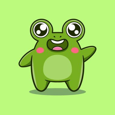 Şirin bir kurbağa çizgi film ikonu çizimi. Vektör simgesi konsepti. Düz çizgi film biçimi